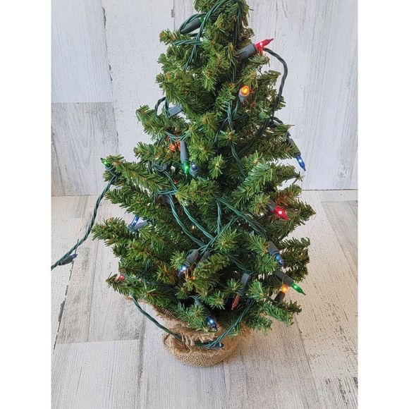 Mini multicolor Christmas tree burlap sack home decor figure - Picture 2 of 11